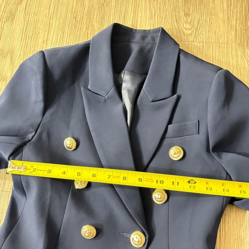 Double Breast Navy Women's Blazer with Gold Buttons Size S - Picture 8 of 10